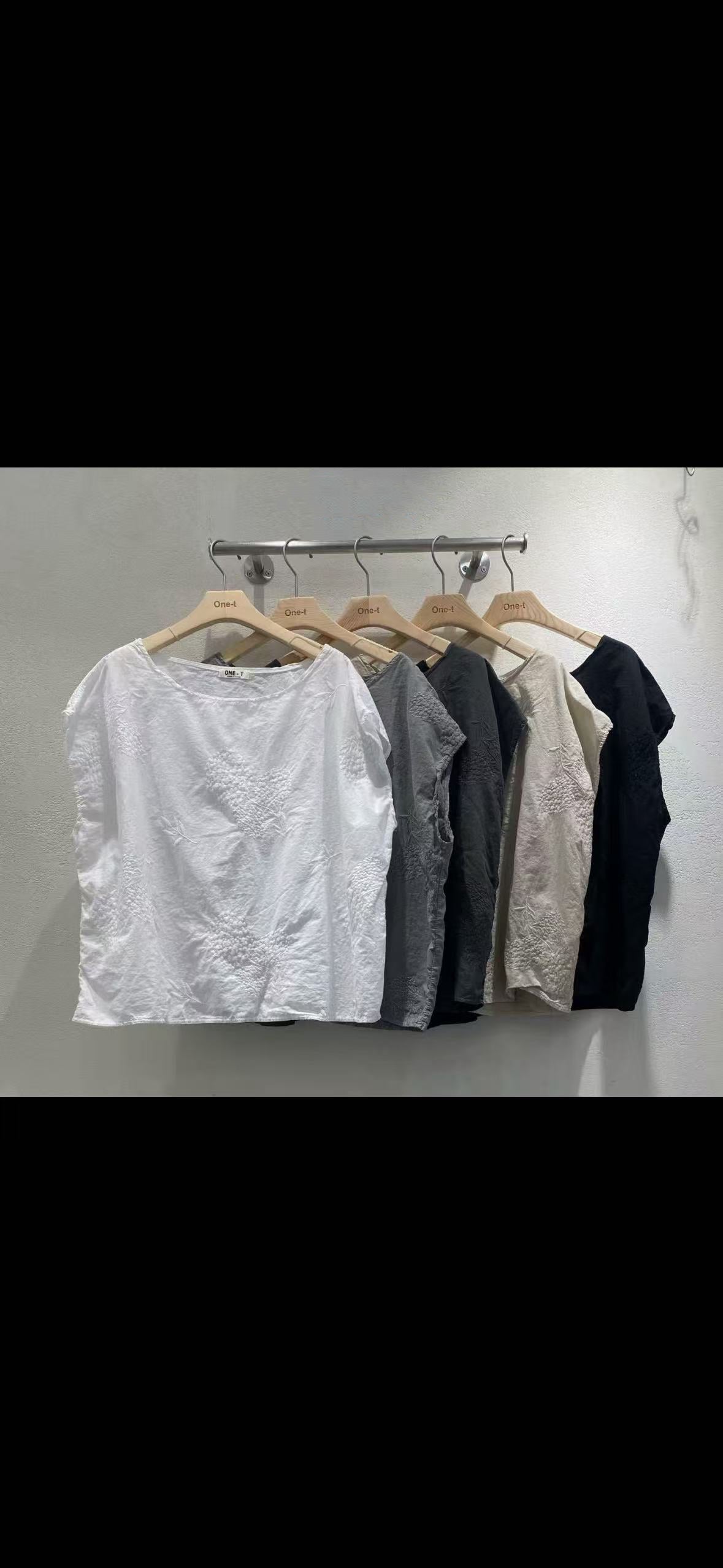 好薄Cotton布料斜花T