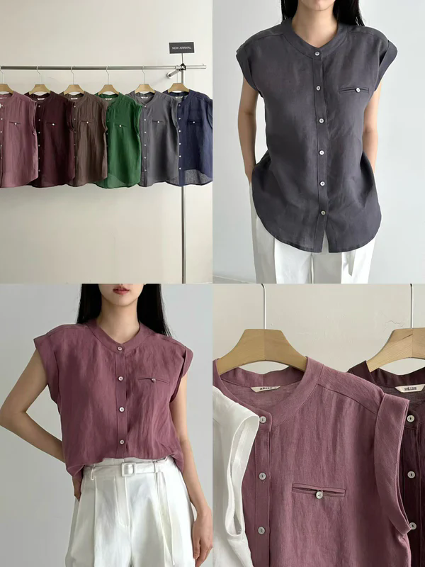 Linen Shirt Tank Top