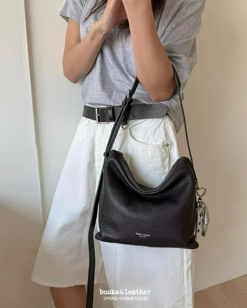 Real Leather Office Zipped Bag 小號 （荔枝皮）（包包）