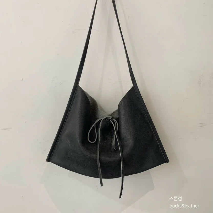 Real Leather Tied Ribbon Shoulder Bag（包包）