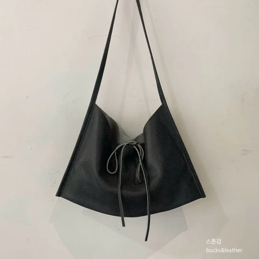 Real Leather Tied Ribbon Shoulder Bag（包包）
