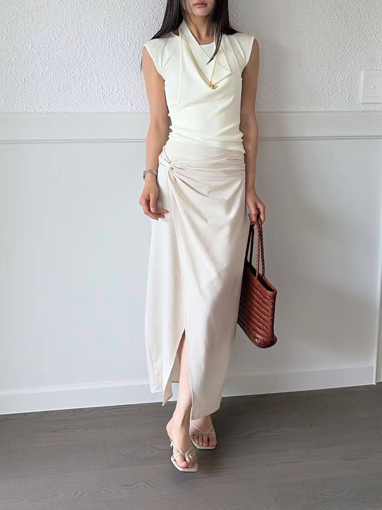 Linen Knot Maxi Skirt
