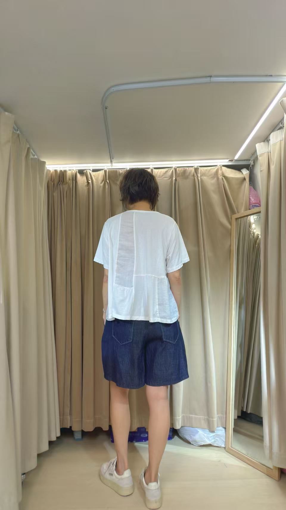 棉質麻質拼布tee