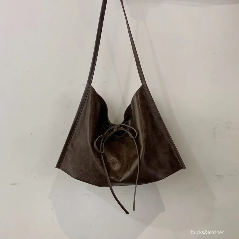 Real Leather Tied Ribbon Shoulder Bag（包包）