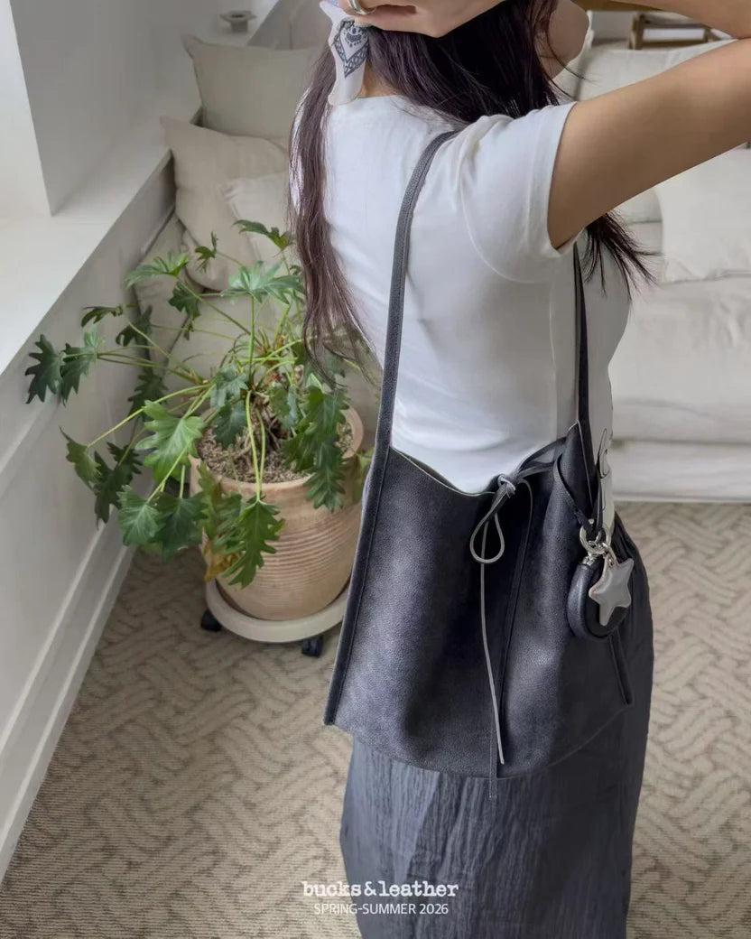 Real Leather Tied Long Shoulder Bag（包包）