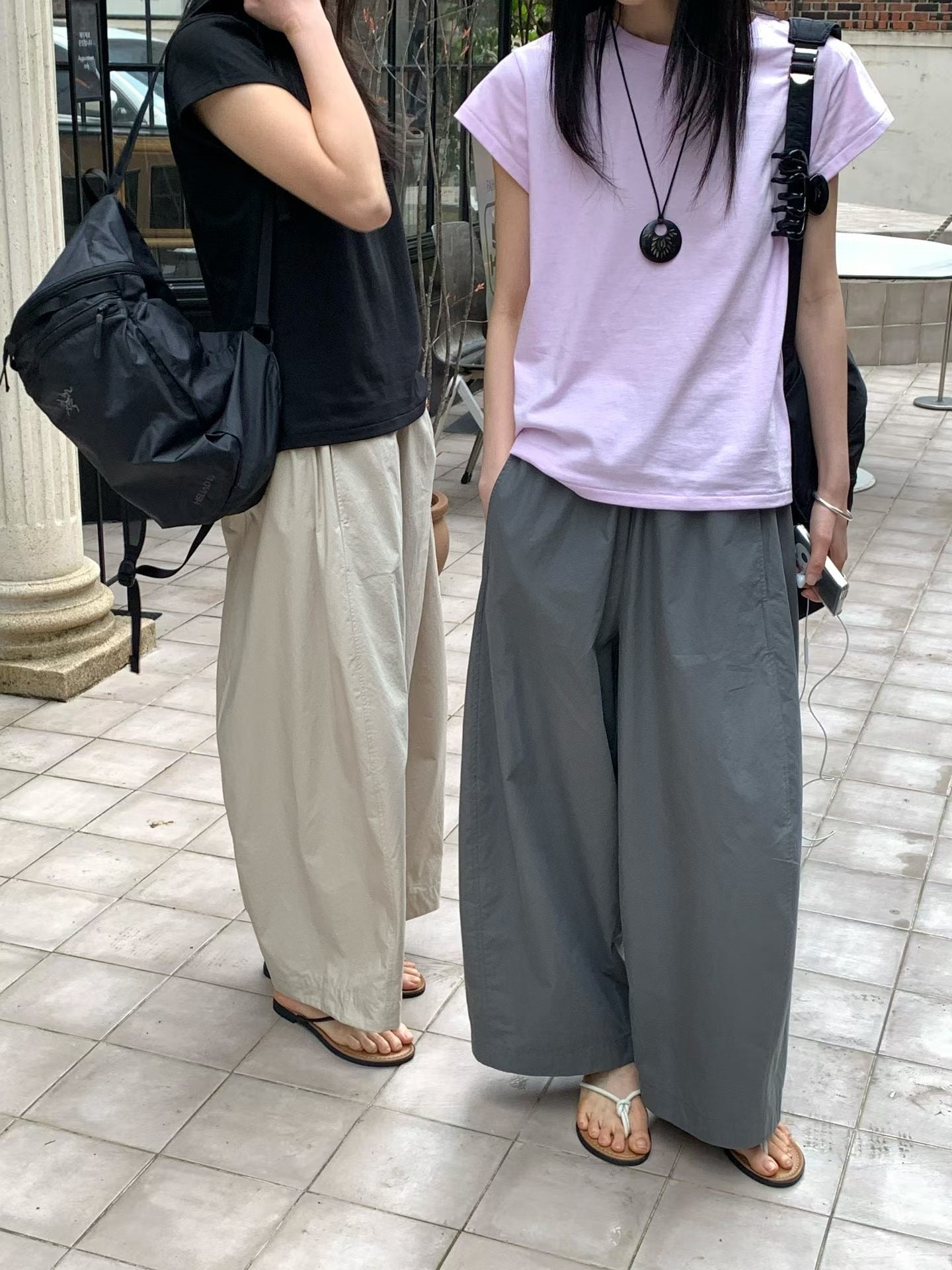 全橡筋褲頭非常薄Cotton布料闊筒褲￼