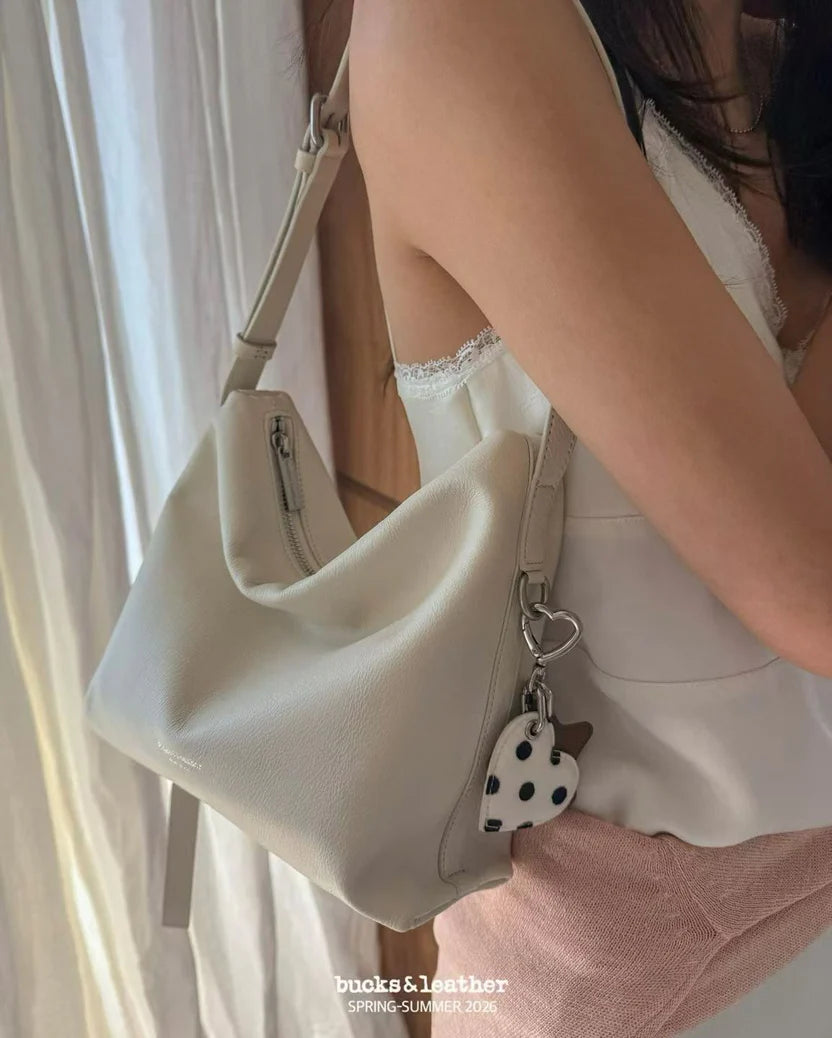Real Leather Office Zipped Bag 小號 （荔枝皮）（包包）