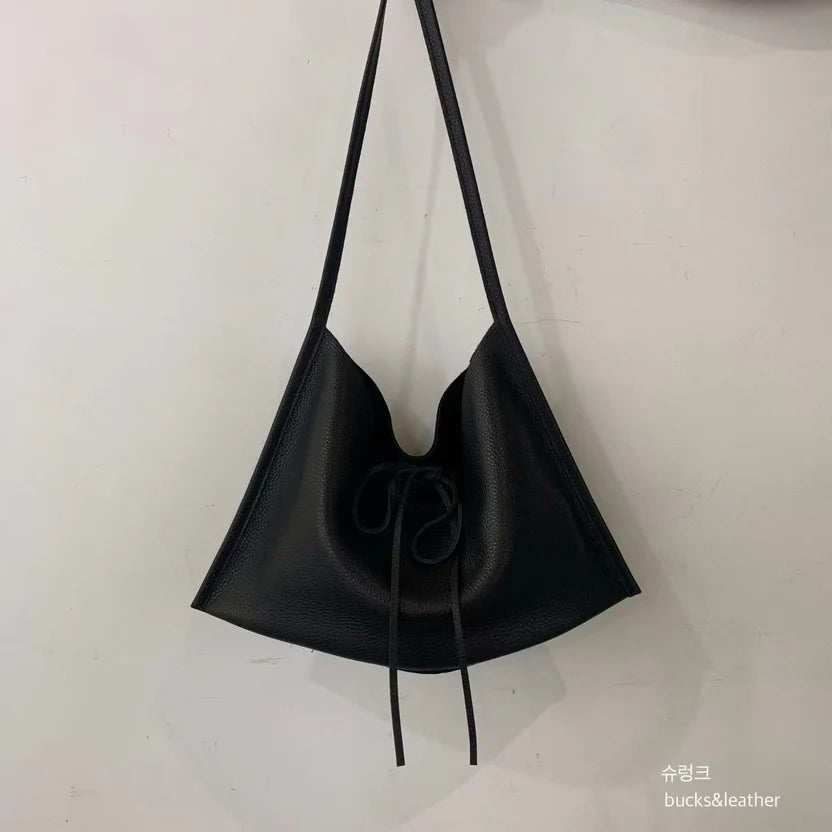 Real Leather Tied Ribbon Shoulder Bag（包包）
