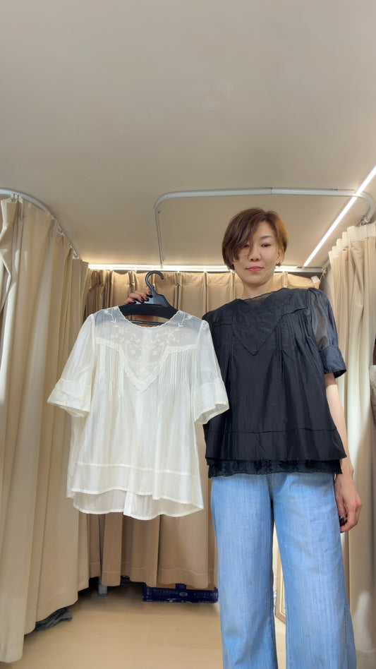 法式雪紡刺繡top