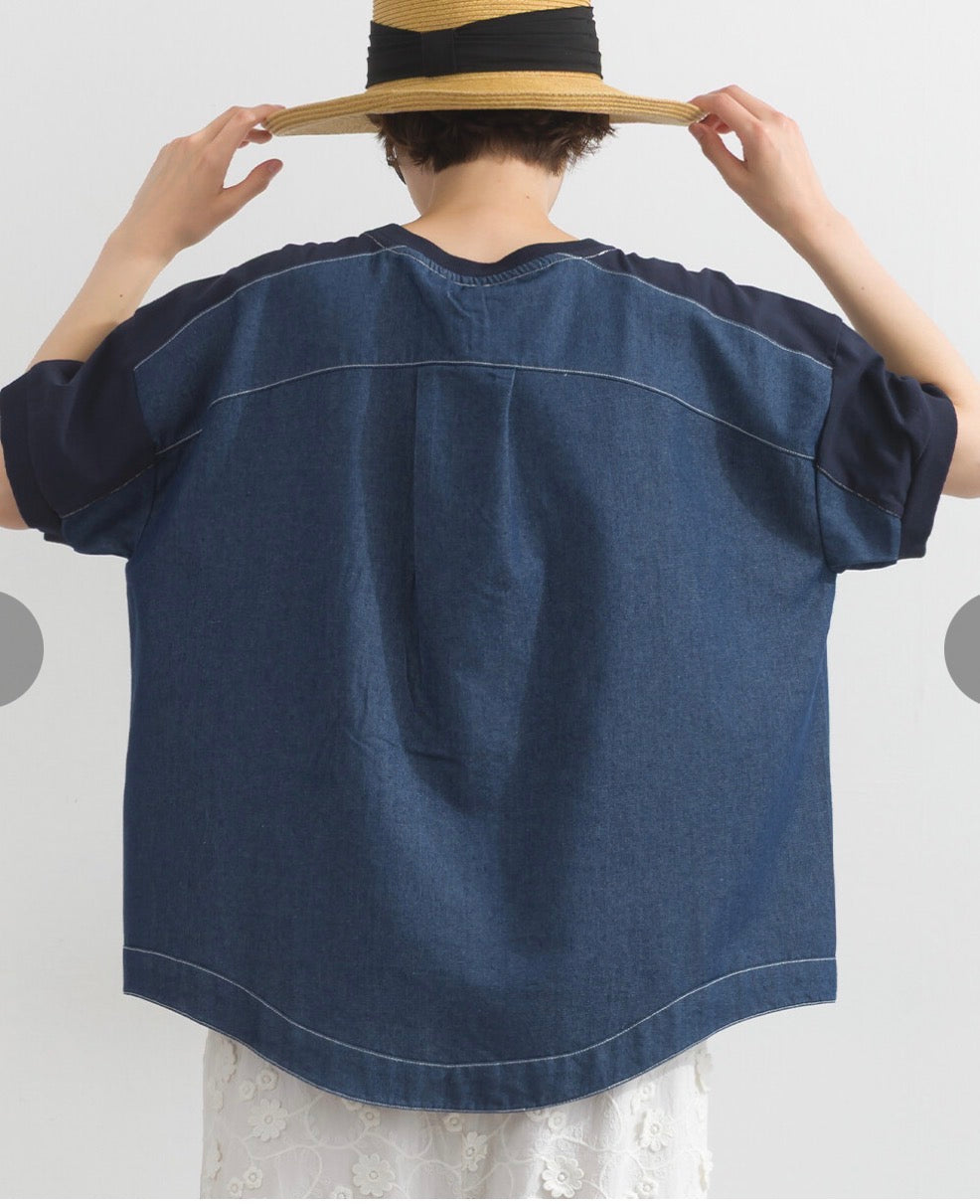 日本品牌牛仔布拼cotton