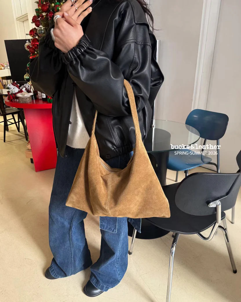 Real Leather Triangle Zipped Bag（包包）