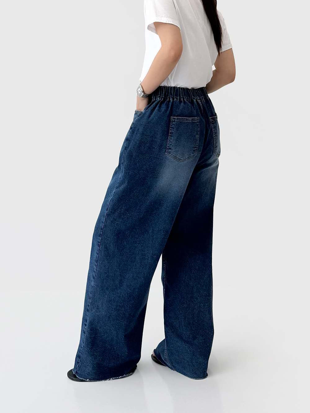 #2609 洗水有彈性直筒牛仔褲