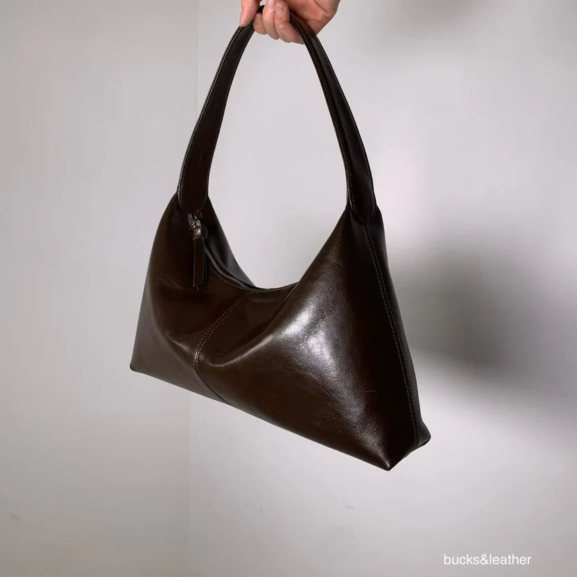 Real Leather Triangle Zipped Bag 牛皮亮面（包包）