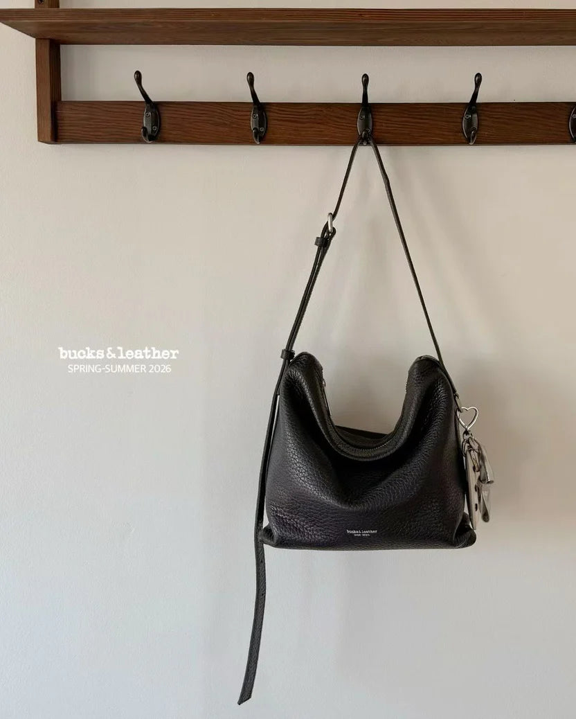 Real Leather Office Zipped Bag 小號 （荔枝皮）（包包）