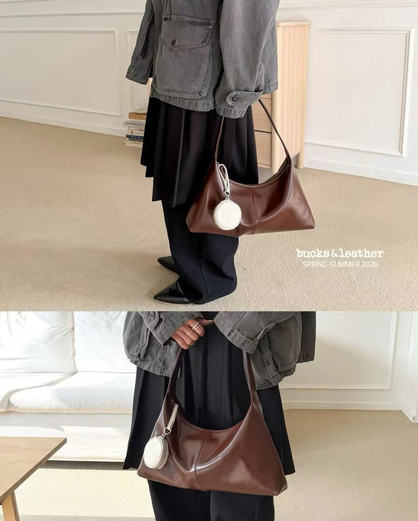 Real Leather Triangle Zipped Bag 牛皮亮面（包包）