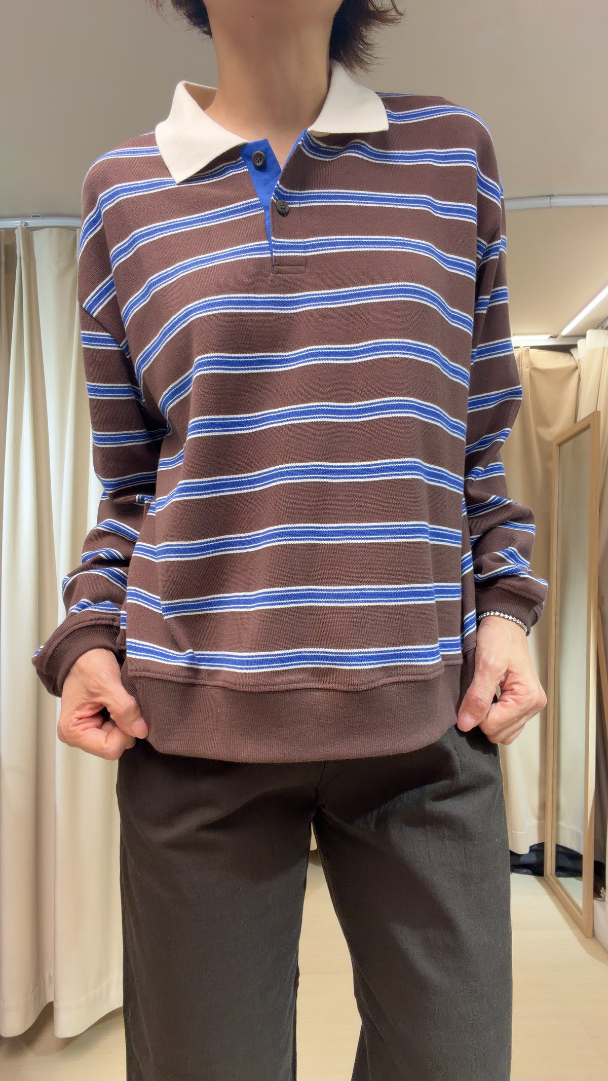 Cotton 橫間反領top