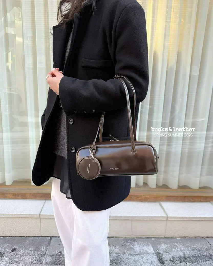 Real Leather Box Bag 亮面牛皮小號 26SS（包包）