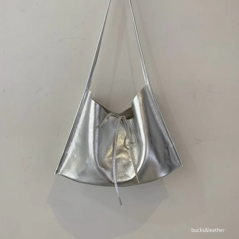 Real Leather Tied Ribbon Shoulder Bag（包包）