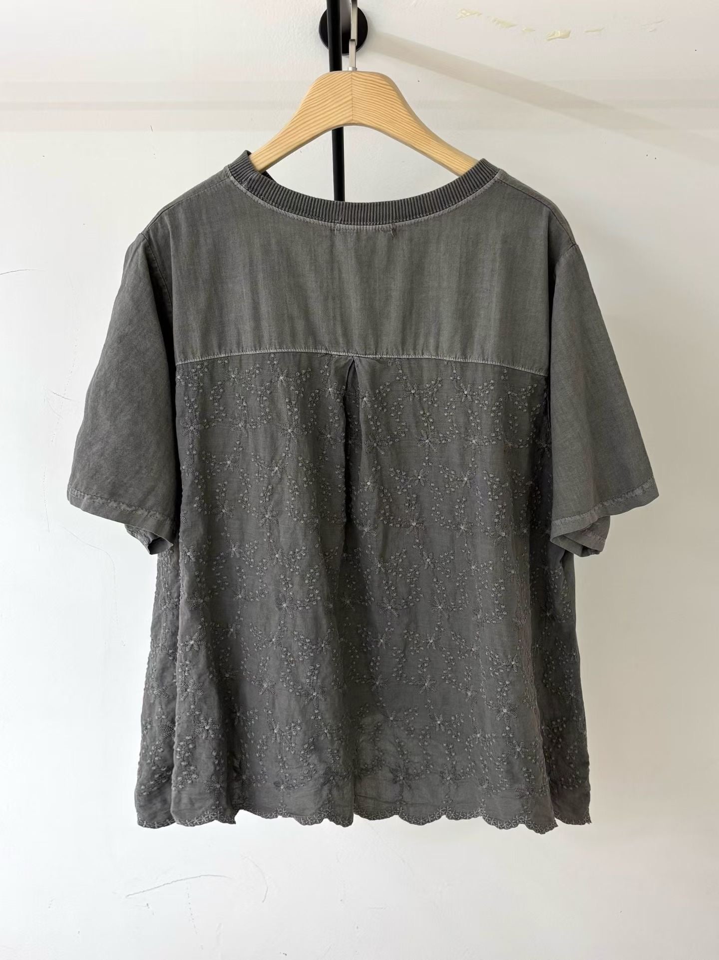 Cotton後織花tee