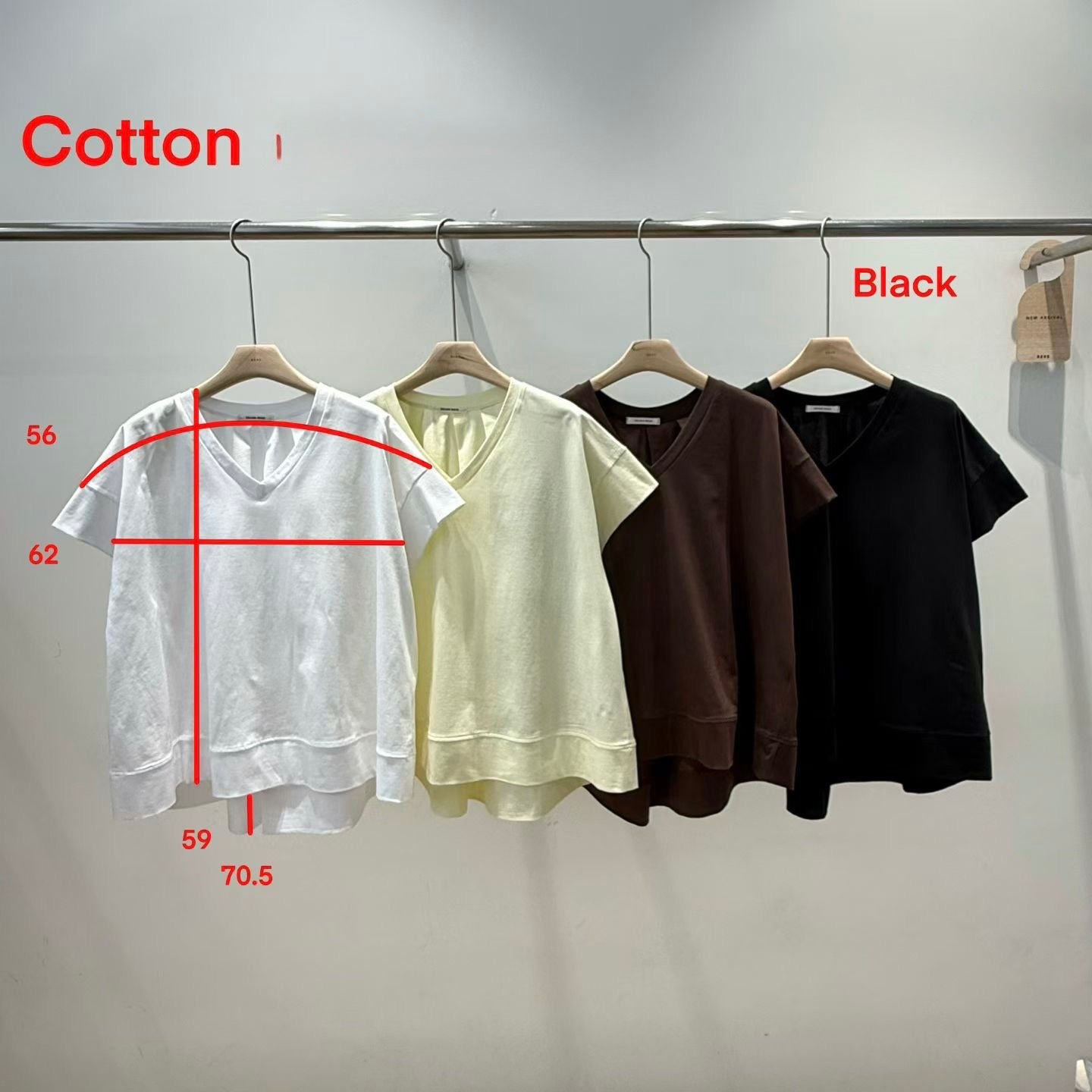 滑身cotton V領A cut long T