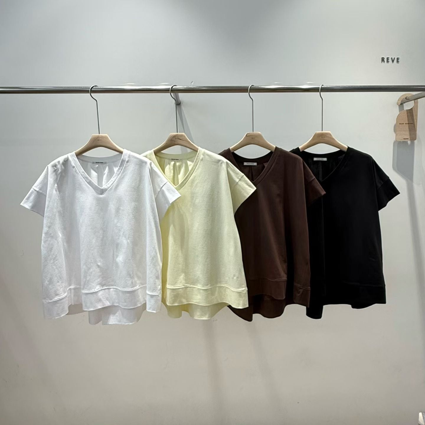 滑身cotton V領A cut long T