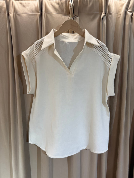 反領lace shoulder ￼￼