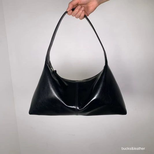 Real Leather Triangle Zipped Bag 牛皮亮面（包包）