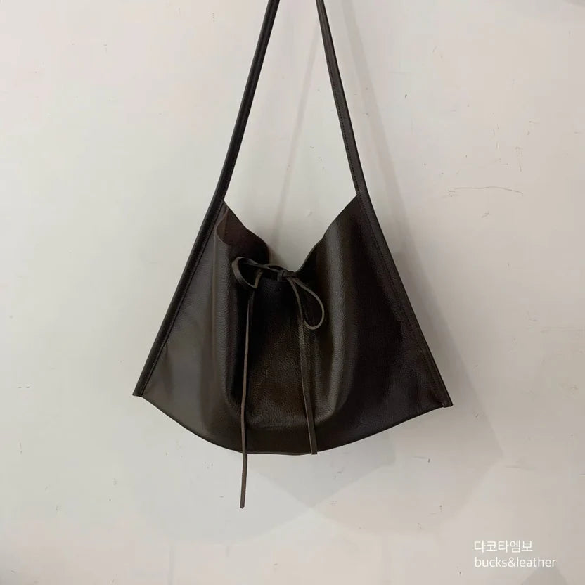 Real Leather Tied Ribbon Shoulder Bag（包包）