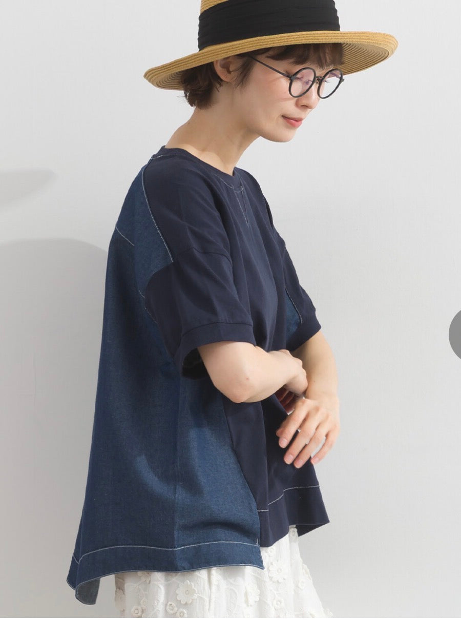 日本品牌牛仔布拼cotton