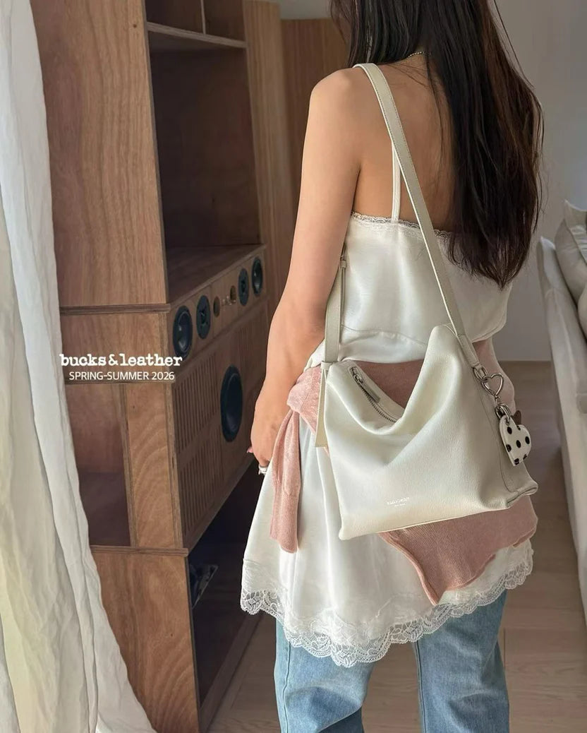 Real Leather Office Zipped Bag 小號 （荔枝皮）（包包）