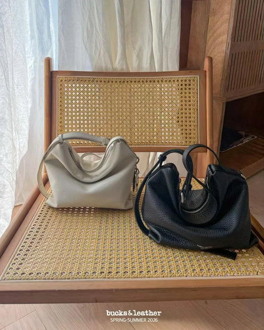 Real Leather Office Zipped Bag 小號 （荔枝皮）（包包）