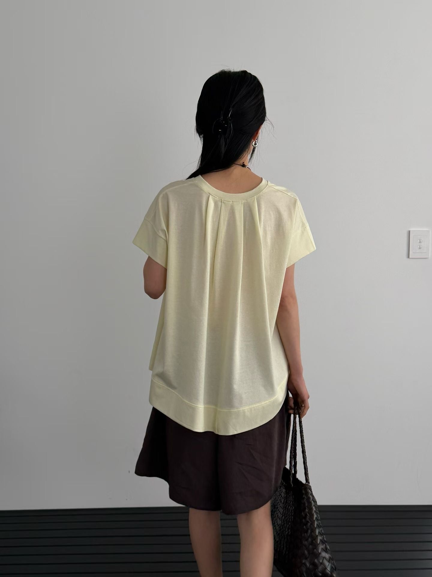滑身cotton V領A cut long T