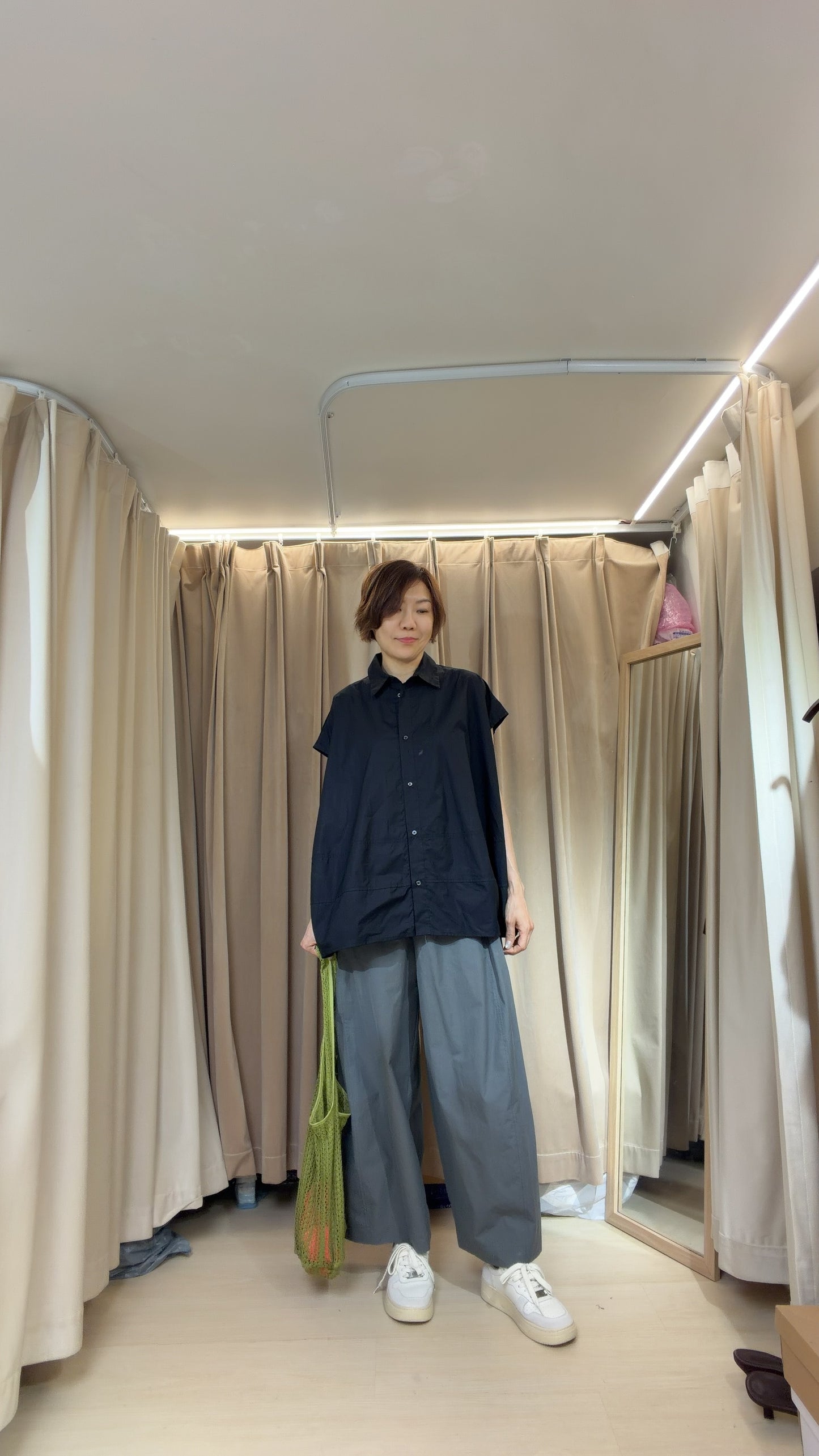 全橡筋褲頭非常薄Cotton布料闊筒褲￼