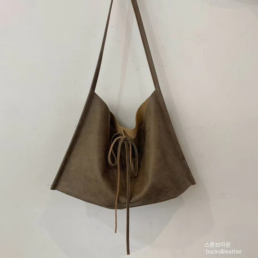 Real Leather Tied Ribbon Shoulder Bag（包包）