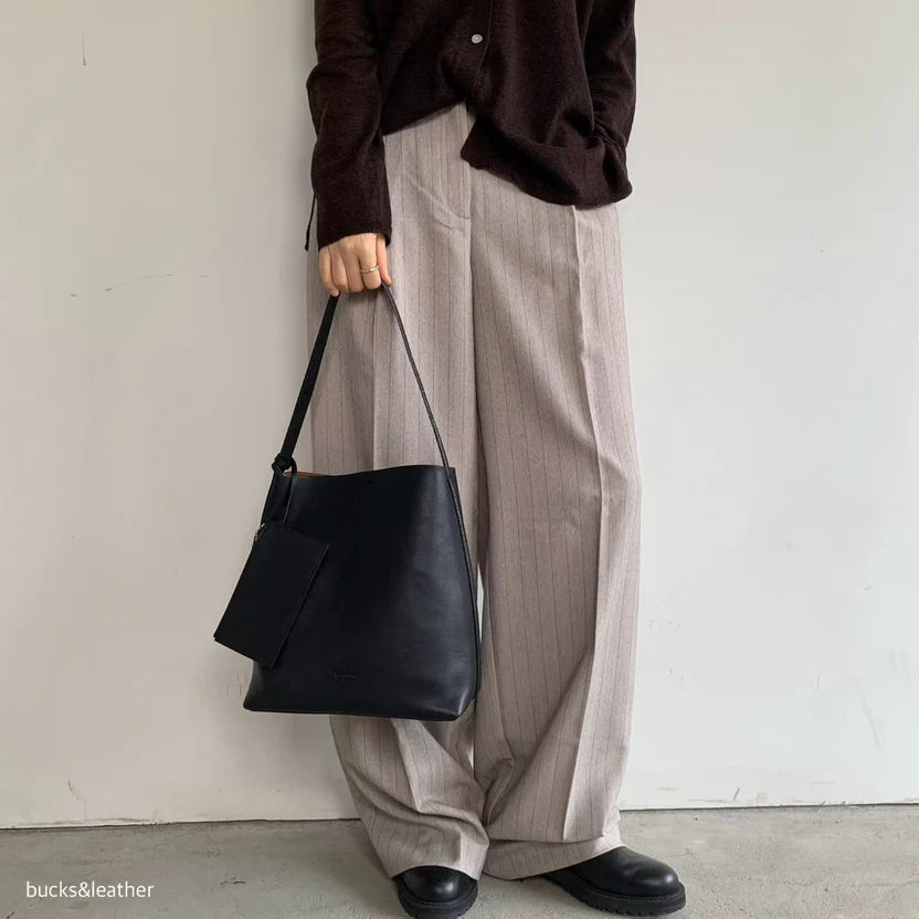 Real Leather Bucket Bag (送錢包)（包包）