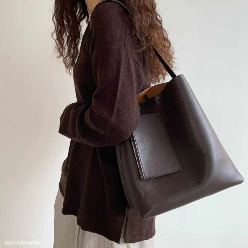 Real Leather Bucket Bag (送錢包)（包包）