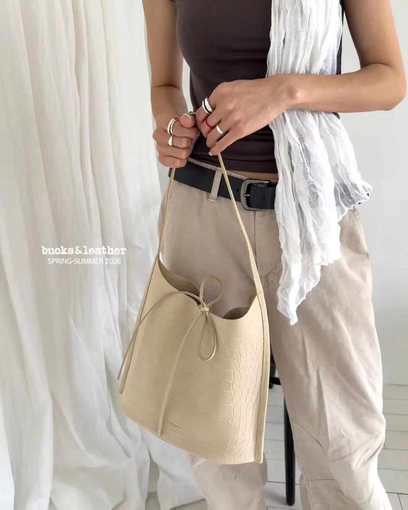 Real Leather Tied Long Shoulder Bag（包包）