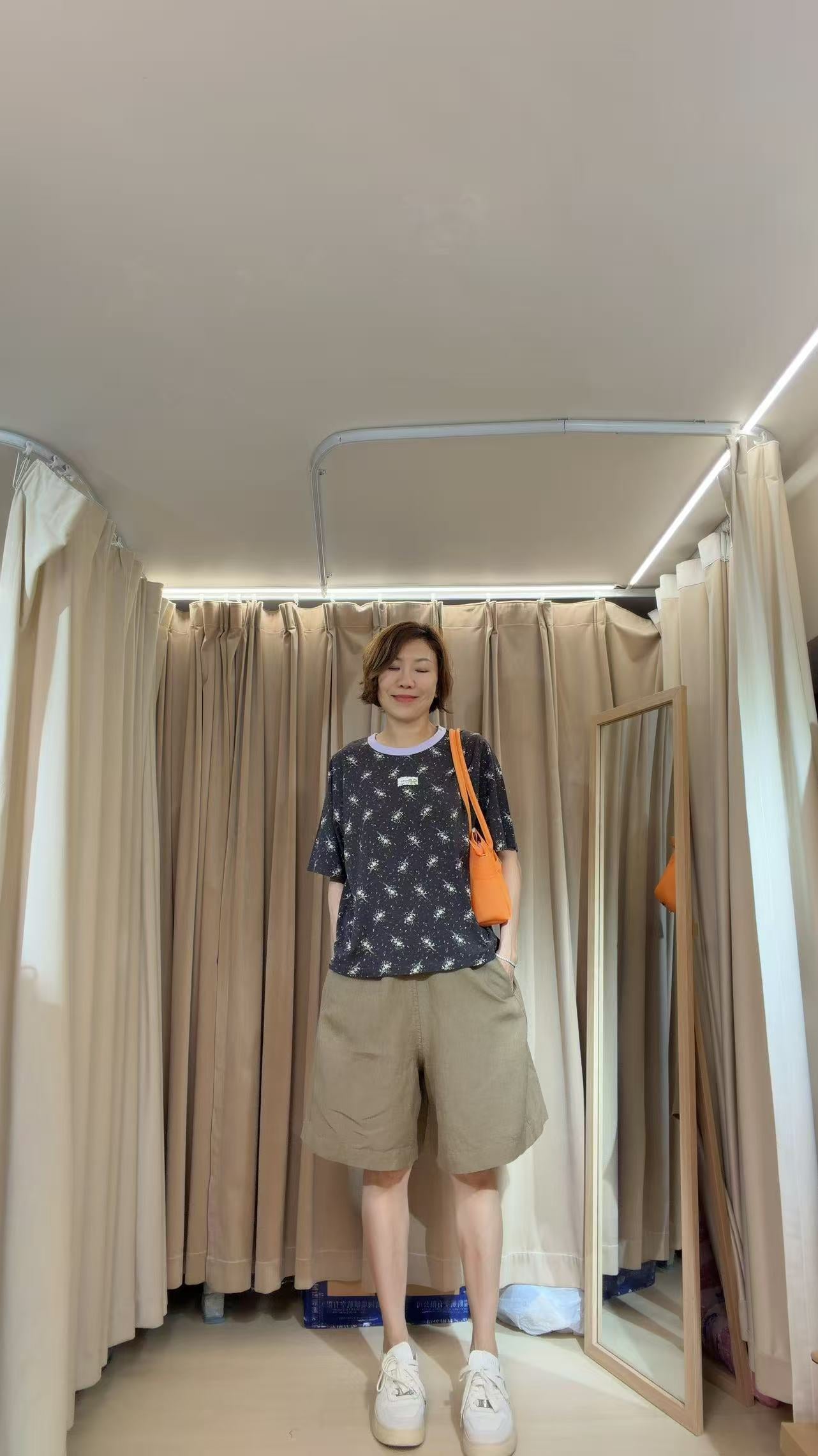 全橡筋褲頭麻質中褲