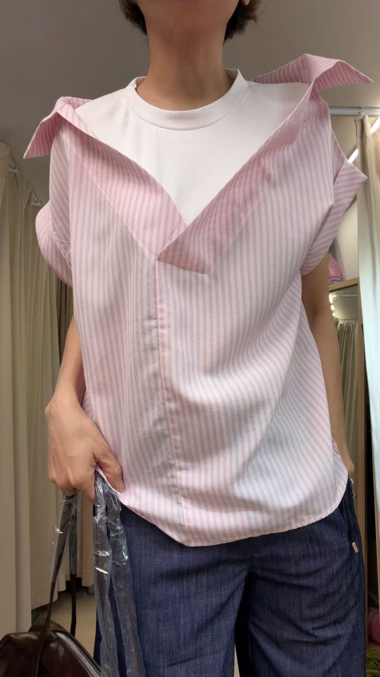 免燙恤衫布拼Cotton top