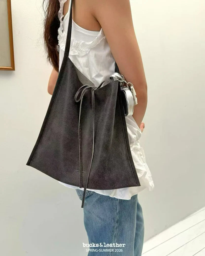 Real Leather Tied Long Shoulder Bag（包包）