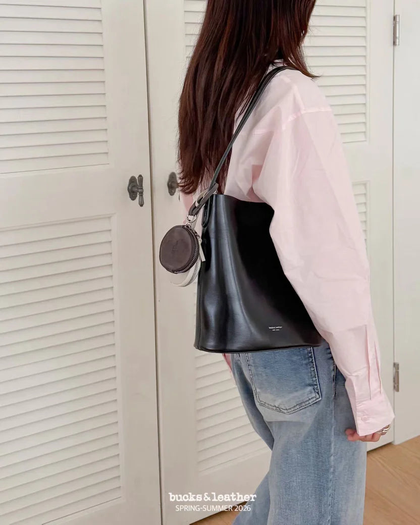 Bucket Bag with Long Coin Bag 亮面牛皮新款（送長銀包）（包包)