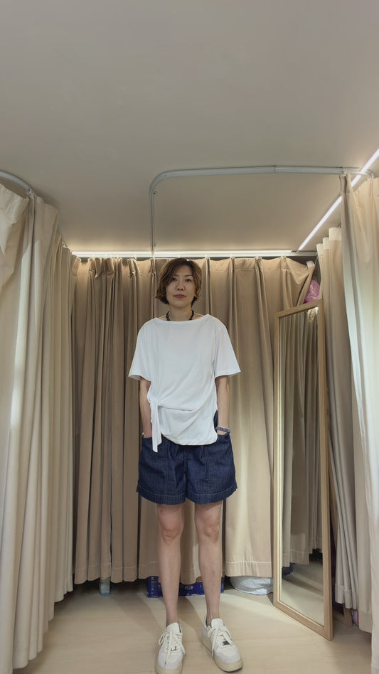橡筋褲頭大袋牛仔短褲￼