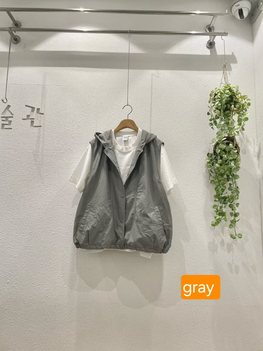 Cotton加風衣質地內棉䋥有帽背心